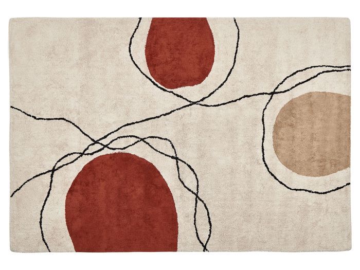 Tapis en coton beige et rouge 140 x 200 cm BOLAT