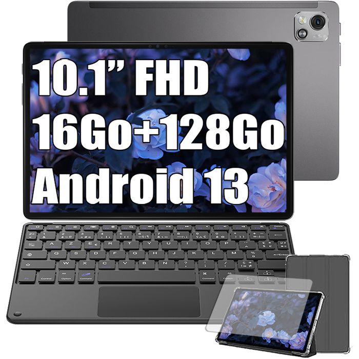 Blackview Tab 13 Pro Tablette Tactile Android 13 10.1 16Go+128Go-SD 1To 7680mAh(18W) 13MP+8MP 4GWiFiDual SIM Gris Avec Clavier