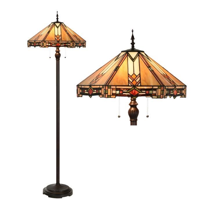 Lampadaire Tiffany Ø 40x61 cm Beige Verre 5LL-6324