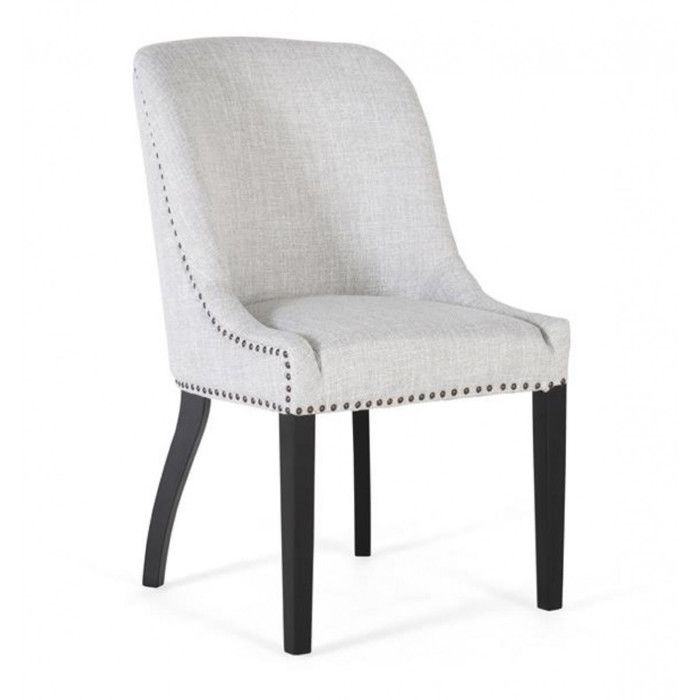 Chaises en Tissu Gris - Giner y Colomer - Lot de 4 - Pieds en Bois Noir - Design Contemporain Chaises en Tissu Gris - Giner y Colomer - Lot de 4 - Pieds en Bois Noir - Design Contemporain