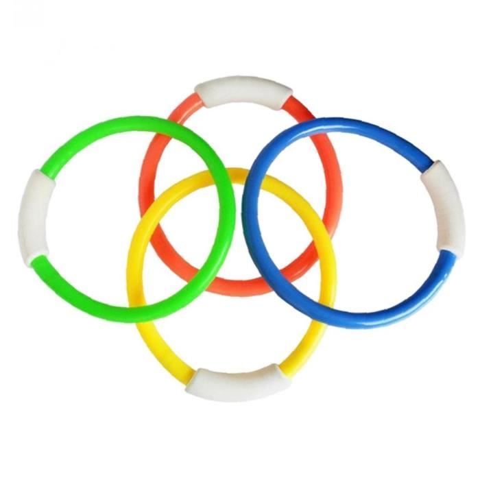 4 Anneaux De Plongée Enfant - 15cm PVC Coloré - Jouet Piscine Pour Apprentissage Nage Et Jeu