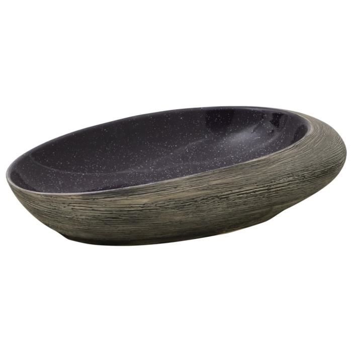 Vasque à poser - DILWE - Ovale - Céramique - Violet et gris - 59x40x14 cm