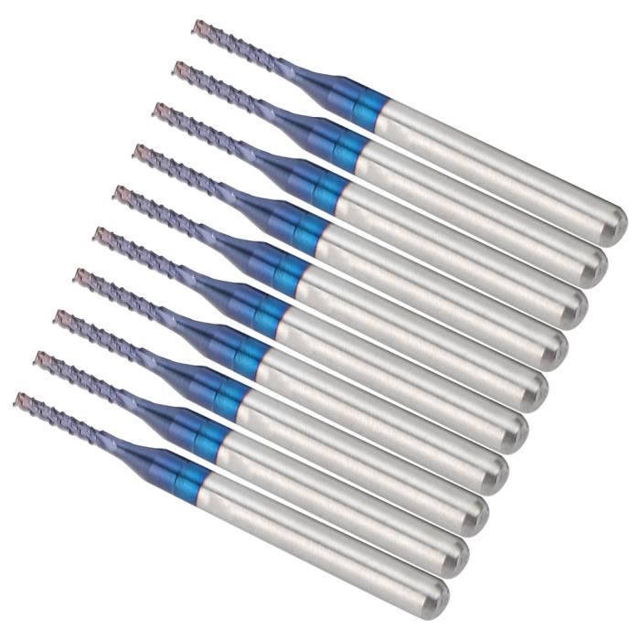 Fraise Carbure Revêtue Titane 1,2 Mm - Pour CNC, Dremel, PCB - Tige 3,175 Mm, Longueur Tranchant 12 Mm