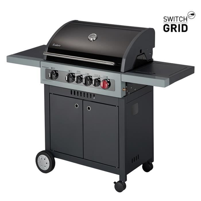 Barbecue Gaz Boston Black 4 K Turbo - ENDERS - Avec SWITCH GRID- 1 Turbo Zone - 1 brûleur arrière infrarouge et latéral Noir
