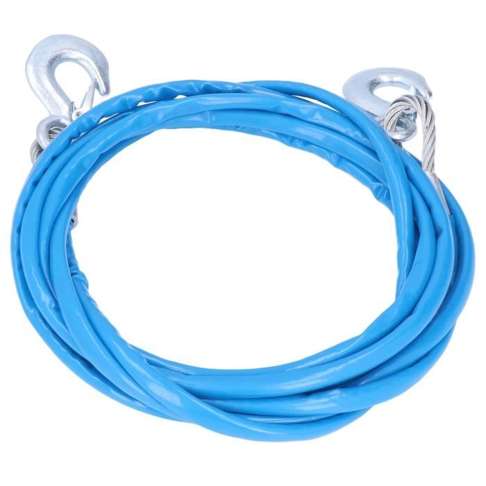 Câble Sécurité Bleu PVC Câble De Remorquage Acier 7 Tonnes - 5m Avec Crochets - Voiture, SUV, 4x4 équipement Remorquage Véhicule