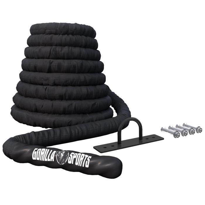 Corde ondulatoire de 15 m - 5 cm de diamètre | Gorilla Sports - Fitness - Noir