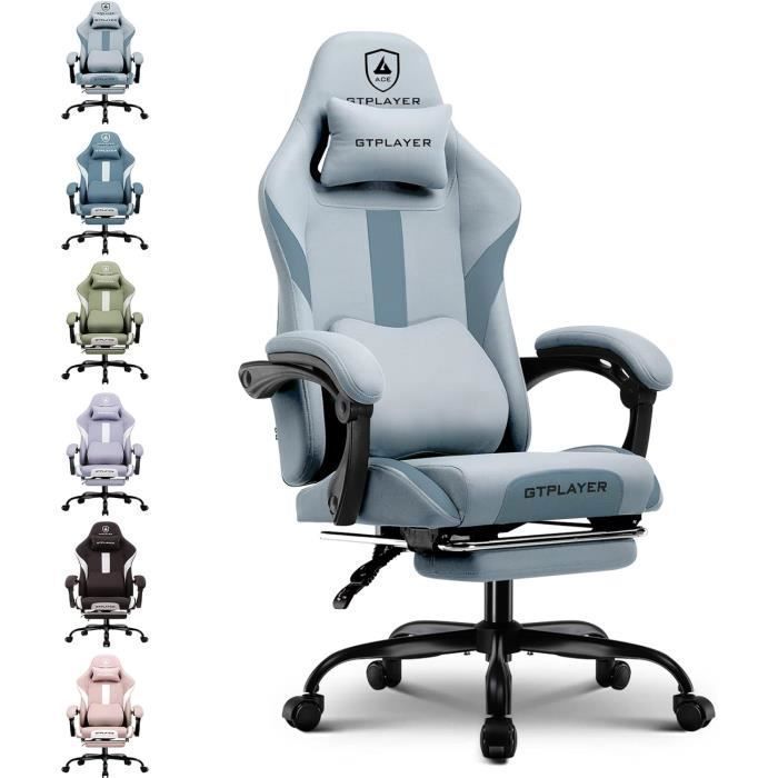 Chaise Gaming Chaise de Gamer Chaise de Bureau Respirante en Tissu de Haute Qualité avec Repose Pieds - vue 2