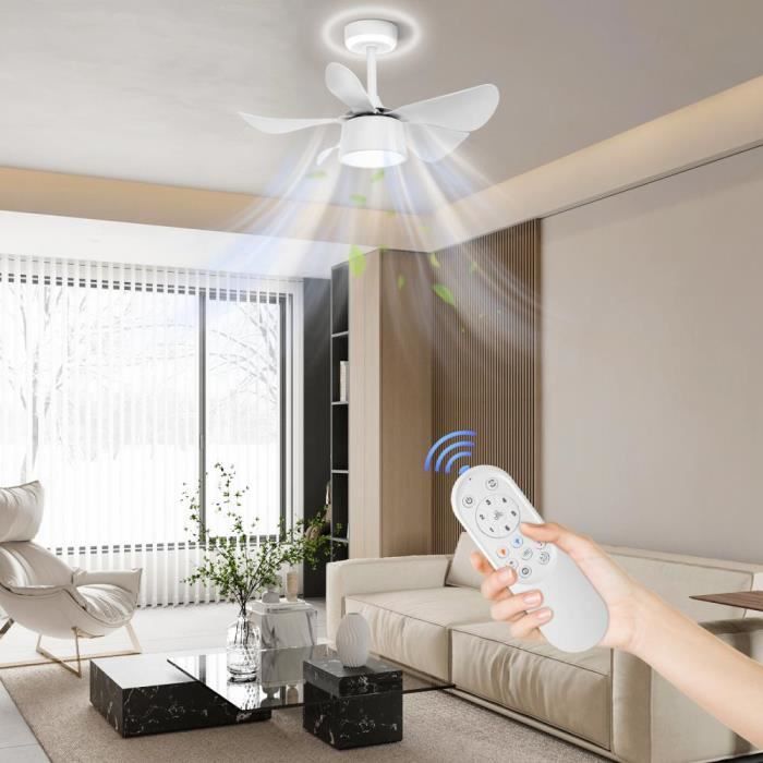 Ventilateur de plafond - HOMEWELL - YIPEEMA - 5 pales - LED - Télécommande - 79cm - Hom