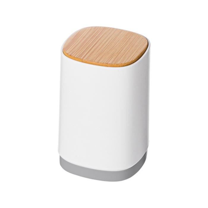 LATRAT Porte-Cure-Dents En Polypropylène Avec Couvercle Bambou - Boîte Blanche Pour Cuisine Et Restaurant