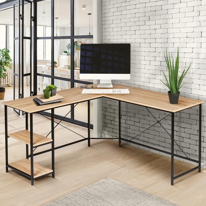 IDMARKET Bureau dangle en forme de L DETROIT design industriel