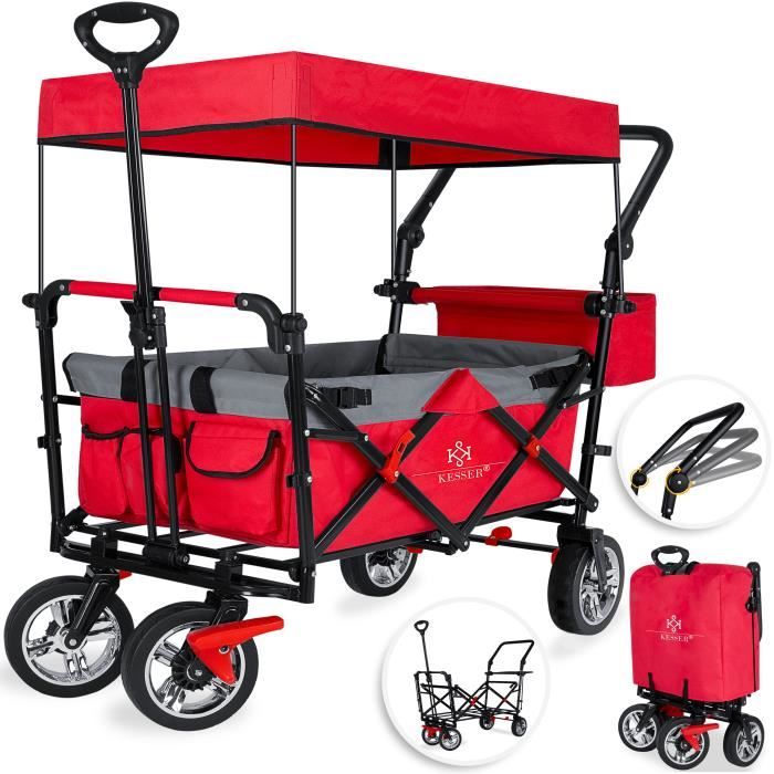 KESSER® Chariot De Transport GT9000 Pliable Avec Toit Amovible – Charrette à Bras Polyvalente Jusqu'à 80 Kg, Parfait Pour Famille Et Courses