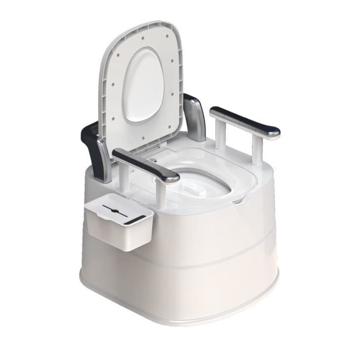 LANXI Toilettes Seches Portable Pour Les Vieux ou Les Femmes Enceintes avec  Accoudoirs, Blanc et Gris - Cdiscount Bricolage