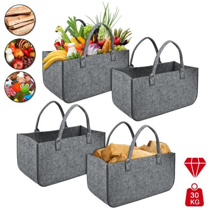 Meilleurs prix pour Sac de Transport Pour Bois de Chauffage - LARS360 - Lot de 4 - Feutre - Gris Clair