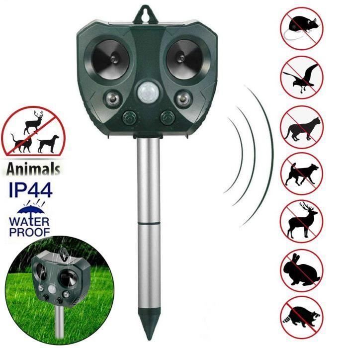 Répulsif à ultrasons solaire Répulsif Chat/Chien/souris Fréquence Réglable Pour Eloigner Animaux Nuisibles de Jardin Pest Repeller