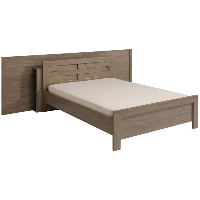 Lit Adulte Contemporain Avec Environnement Coloris Chene Maori 160