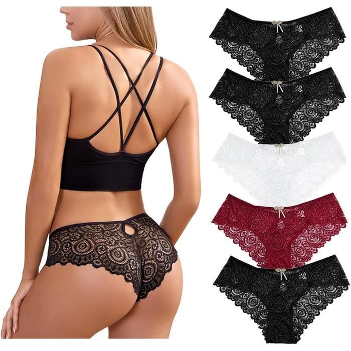 INNERSY Culotte Femme Coton Stretch sous Vetement Dentelle Sexy