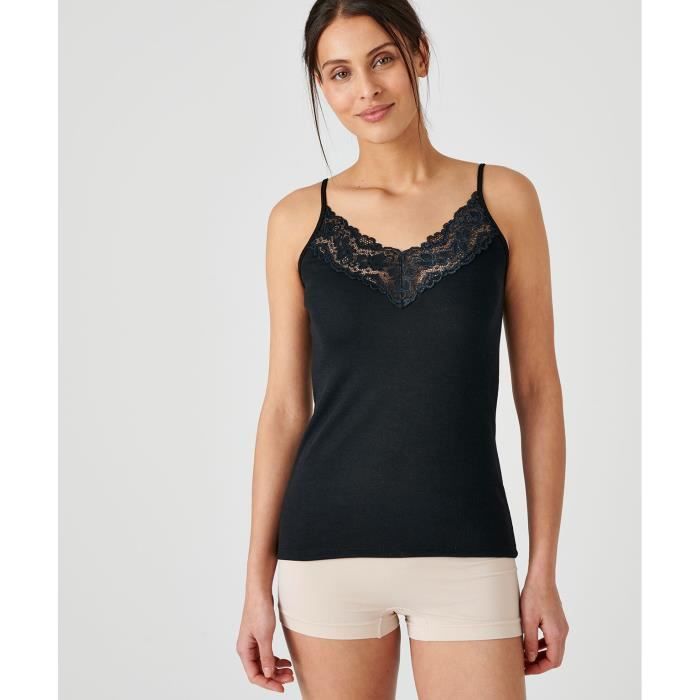 T-shirt caraco dentelle - Sable Damart | 3 SUISSES