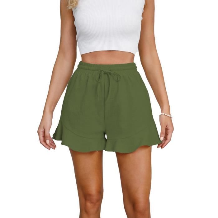 Pantalon Lin Femme PASUDA - Taille Haute, Jambes Larges - 60% Coton, 35% Lin - Confortable Été