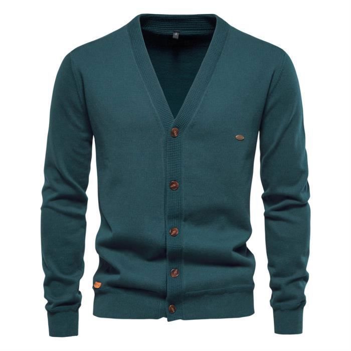 Gilet Homme Cardigan Zippé – Tissu Souple Maille, Col Droit, Pour Automne Et Hiver, Style Décontracté