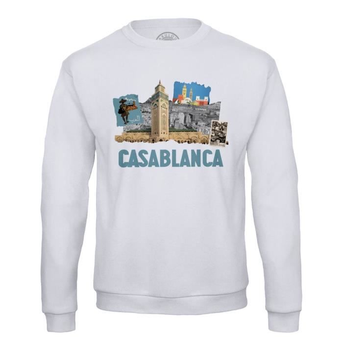Sweat Shirt Homme Casablanca Collage Voyage Maroc Carte Postale