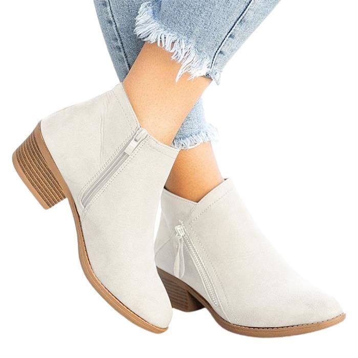 bottines blanches femme pas cher