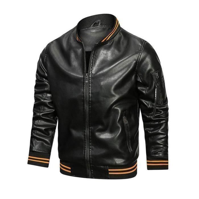 Blouson En Cuir Vintage Pour Homme - Veste Moto Bomber Grande Taille 6XL - Coupe-vent Hiver