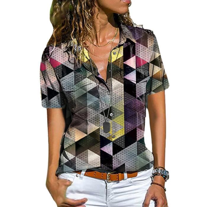 Tunique Femme D'Été Sans Manches - Débardeur Boutonné Ample - 65% Coton 35% Polyester - Style Décontracté - 7