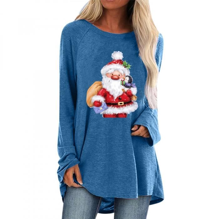 Meichang Joyeux Noël T-Shirts Femmes Drôle Verre De Vin Graphique T-Shirts Raglan Manches Longues Hauts Col Rond Ample Blouses De Noël