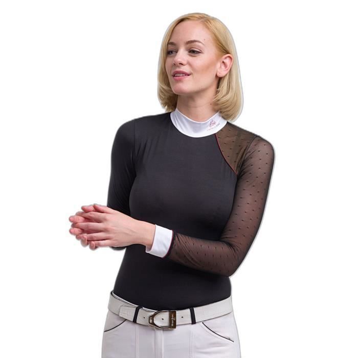 Polo équitation manches longues UV Enfant CLUB - Gris ardoise FOUGANZA