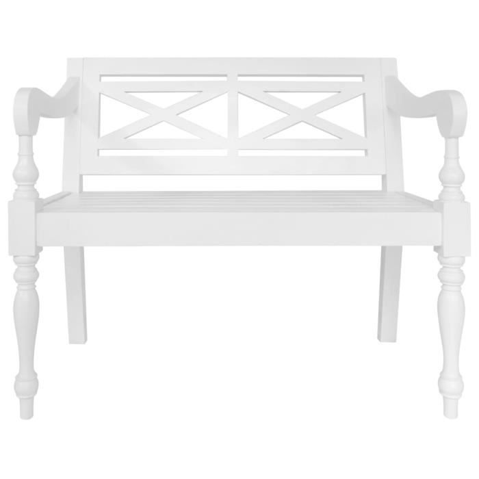 omabeta bancs coffres - banc batavia 98 cm bois d'acajou massif blanc - meubles haut de gamme - m05571