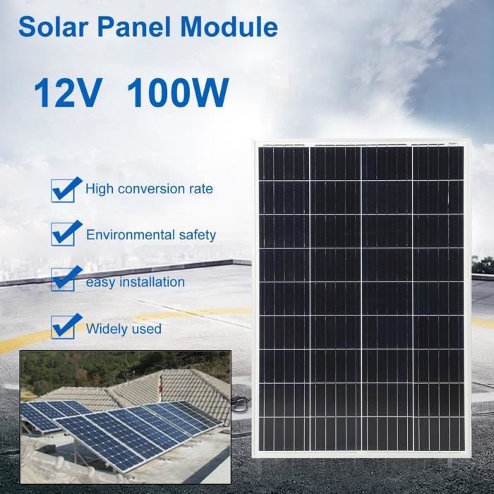 Panneau Solaire 20W 12V Avec Câbles - Pour Camping, Bateau, Van