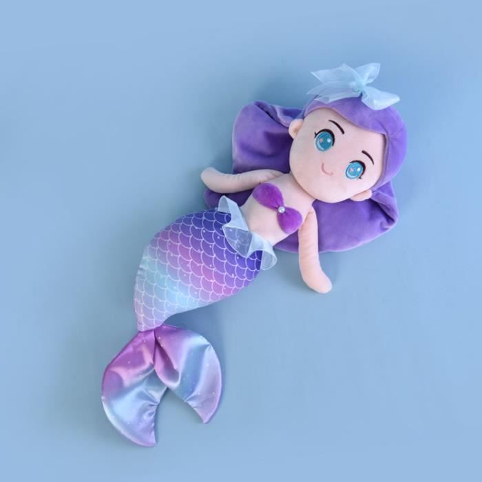 30 cm violet peluche de poupée princesse sirène, portant un jouet de couronne, cadeau de