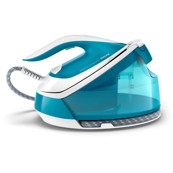 Philips Station de repassage vapeur PerfectCare semelle en céramique constance 120 g/min 2400 W bleu (GC7920/20)