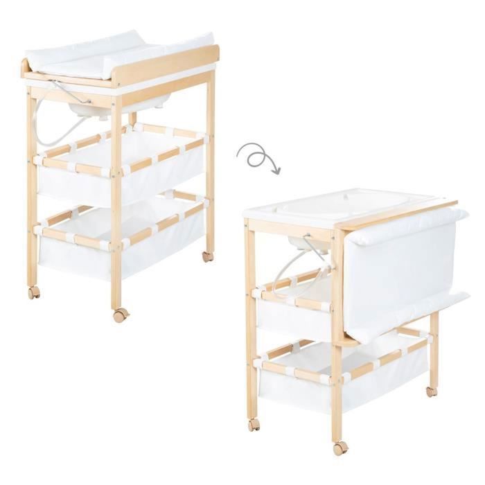 ROBA Table à Langer avec Baignoire Baby Pool en Bois