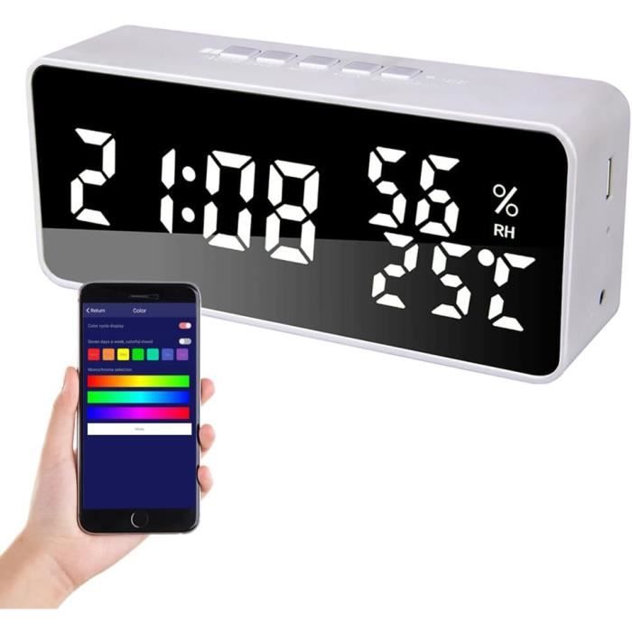 Table de chevet 3 tiroirs - Table de chevet avec éclairage LED et télécommande - blanc - pour