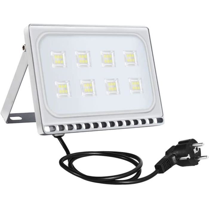 KeWin Projecteur LED avec prise, 200W 20000LM Projecteur Exterieur,6500K Blanc froid Spot LED
