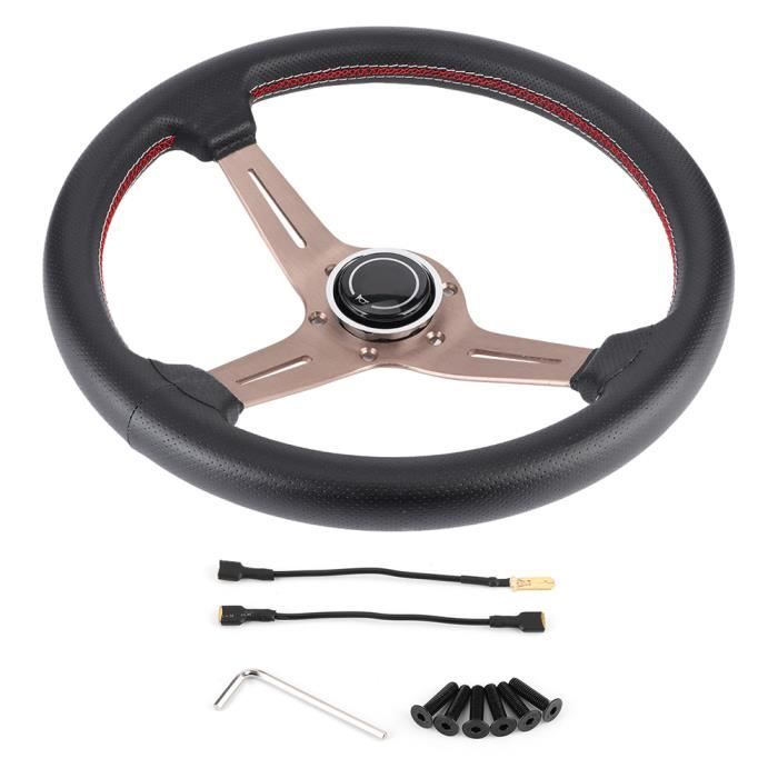 Volant De Sport Plat Profond 14 Pouces Rouge - Universel 6 Boulons Pour Voiture De Course