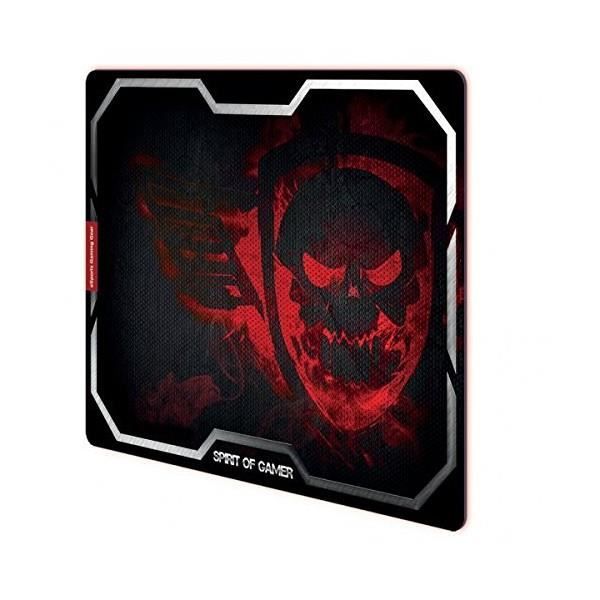 Tapis de souris Gamer - SPIRIT OF GAMER - Smokey Skull - Texture ultrafine - Base caoutchouc - Rouge