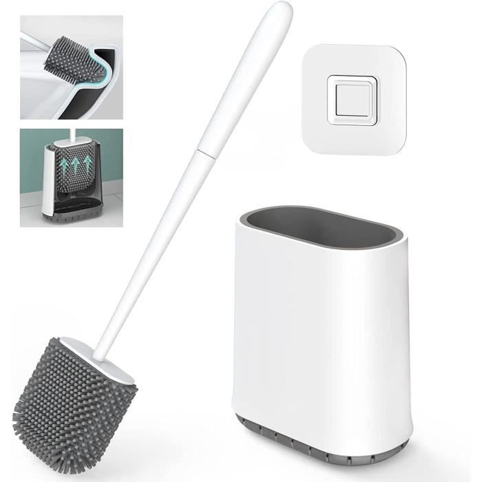 Balayette Pour Wc En Silicone Drucilla Brosse WC, Brosse De Toilette En Silicone Avec Support à Séchage Rapide, Anti-Goutte, Balayette WC Ventilée, Brosse WC Mural Détachable à Manche Long, Bleu Cadeau Original