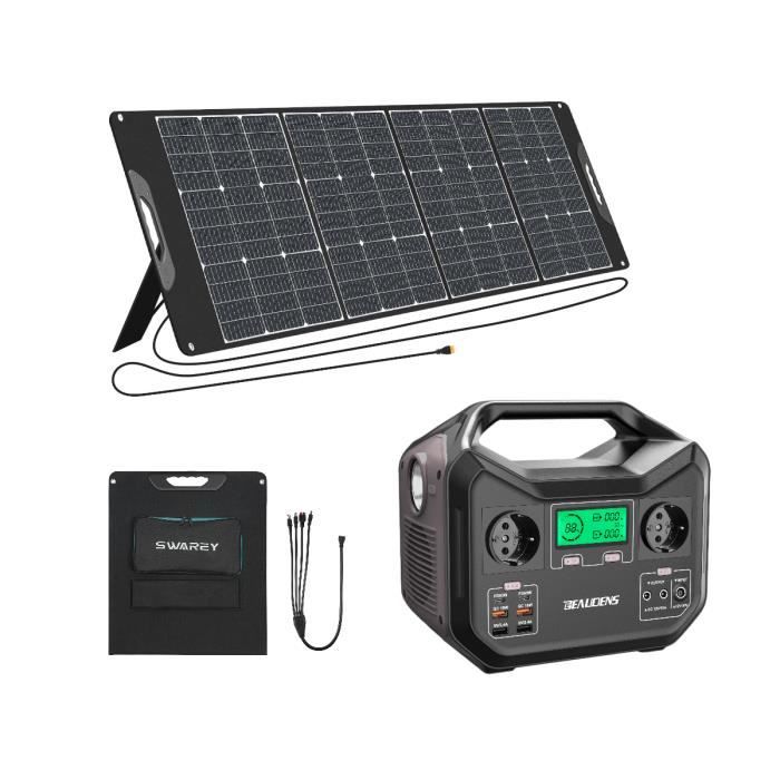 SWAREY Générateur D'Énergie Solaire Portable 518Wh 500W/1000W Groupe  Électrogène