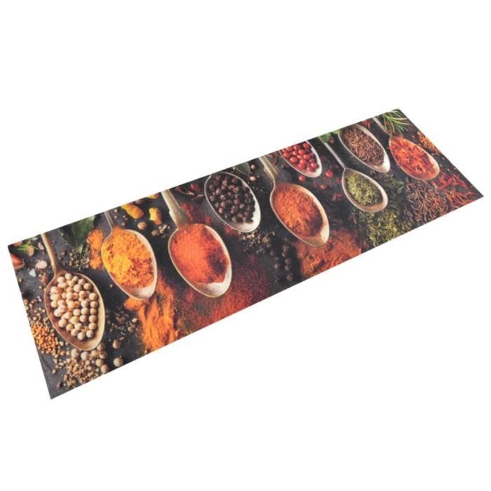 vidaXL Tapis de cuisine lavable impression cuillère épices 60x180 cm 136544 vidaXL Tapis de cuisine lavable impression cuillère épices 60x180 cm 136544