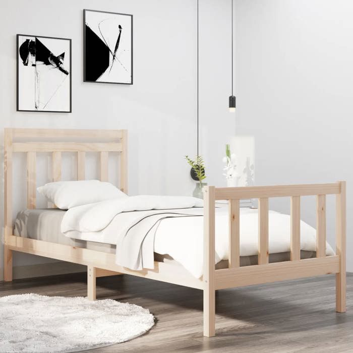 VidaXL Cadre De Lit Bois Massif 90x190 Cm Simple 3105345 - Maison