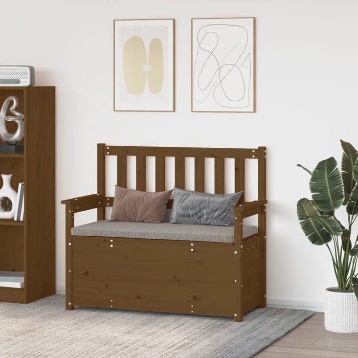 vidaXL Banc Siège de Salon Banc dEntrée Banc de Rangement Meuble de Salle de Séjour Maison Marron Miel 112 5x51 5x96 5 cm 823562