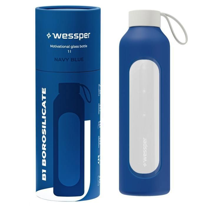 Bouteille En Verre 1 Litre Avec Marqueurs Horaires - Sans BPA, Housse Fleurie Et Filtre Inox - Étanche, Pour Sport Et Bureau
