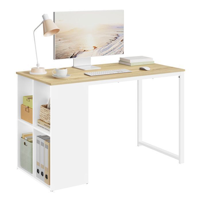 Woltu Bureau D Ordinateur Avec 4 Compartiment Ouvert Table De Bureau En Metal Et Bois Table De Travail 120x60x75cm Chene Achat Vente Bureau Woltu Bureau D Ordinateur Soldes Sur Cdiscount Des Le 20 Janvier