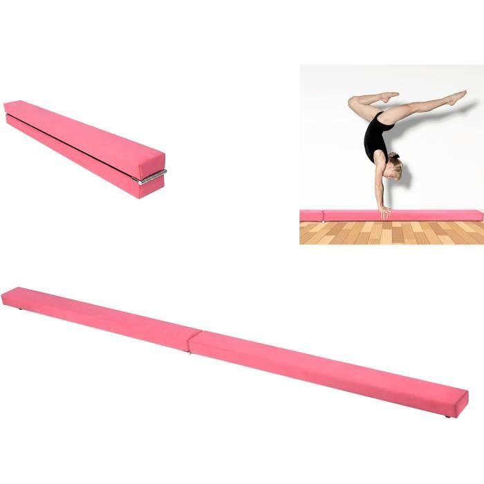 HOMCOM Poutre de gymnastique pliable poutre d'équilibre antidérapante 2,1 m  revêtement daim violet pas cher 