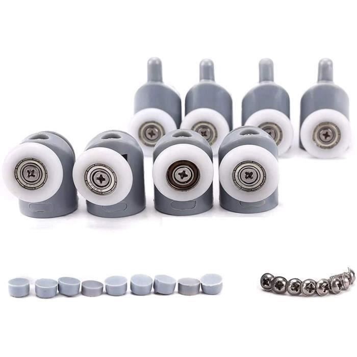 8 Roulettes De Douche 19mm - Galets Ajustables Double Rouleau Pour Porte Coulissante