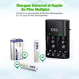 Universel Chargeur de Piles AA-AAA-9V, Rapide Chargeur 6802 pour AA-AAA NI-MH ou 9V Piles Rechargeables avec Indicateur LED-1