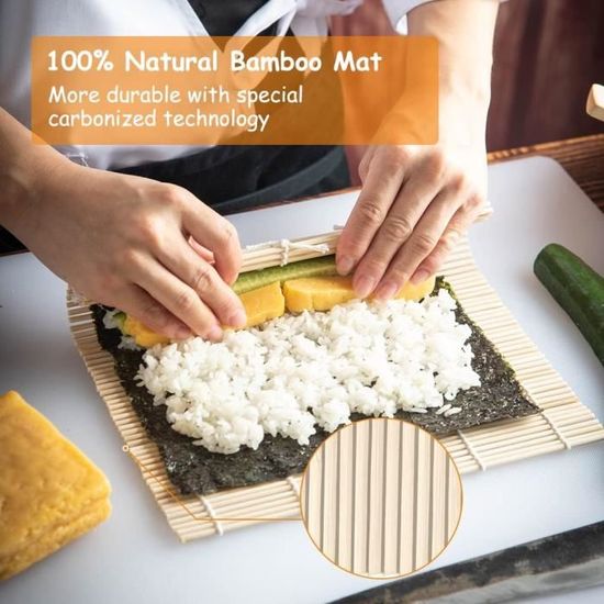 Plateau à Sushi en Bambou, Bamboo Mat Sushi Natte Sushi en Bambou Lavable  Fabrication Réutilisable, 6 in 1 DIY Kit Sushi avec [369] - Cdiscount Maison