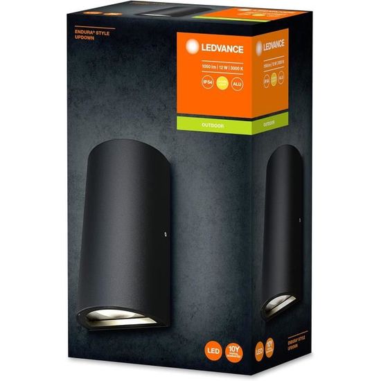 Applique murale extérieure moderne en plastique noir ovale 2 lumières - Baleno